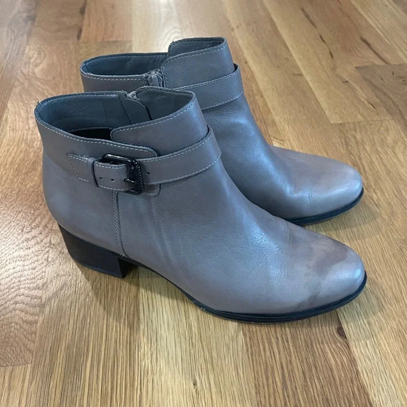 Naturalizer Dora Modern Grey Leather Ankle Boots Size 9.5 - Picture 2 of 14